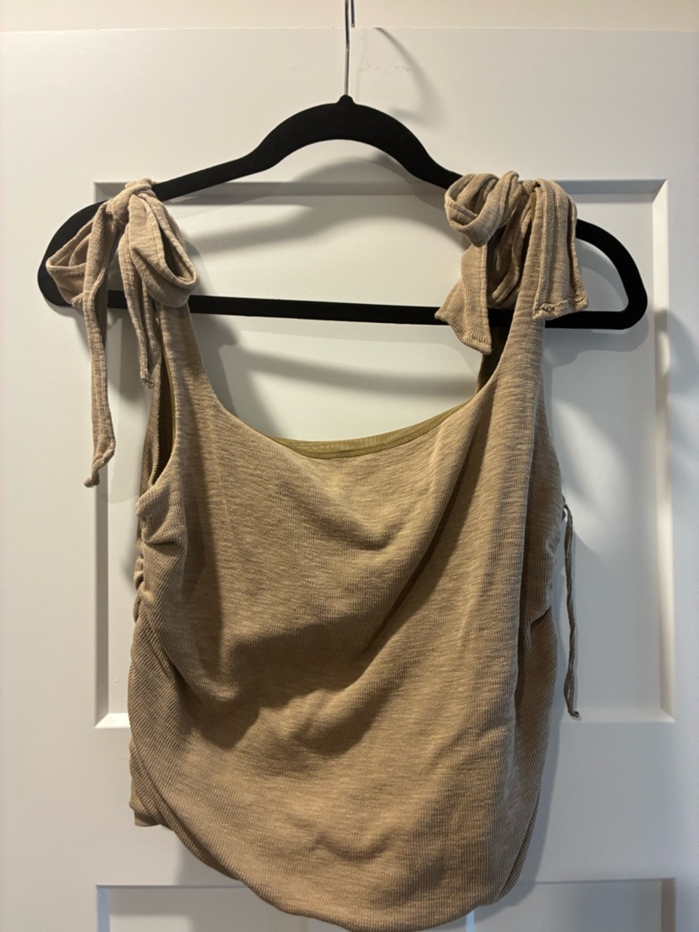 Free People Beige Tie-Shoulder Tank Top